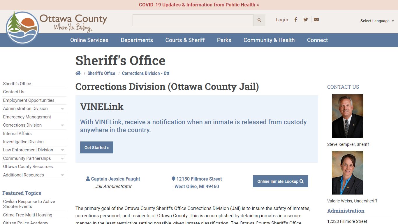 Corrections Division - Ottawa County, Michigan